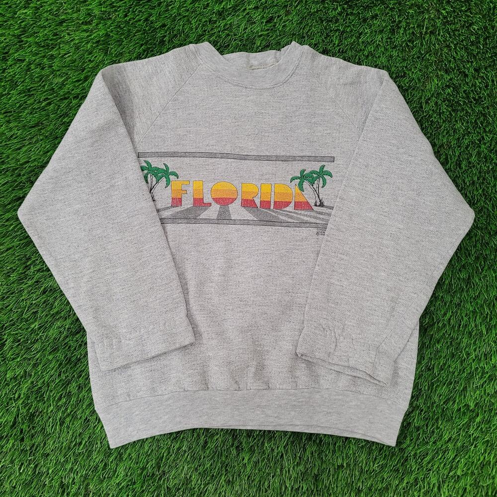 Vintage 1988 Florida Raglan Sweatshirt Womens Large 20x21 Gray
